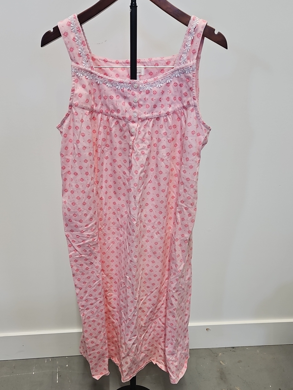 Dalia Collection Pink Floral Cotton Sleeveless Nightgown